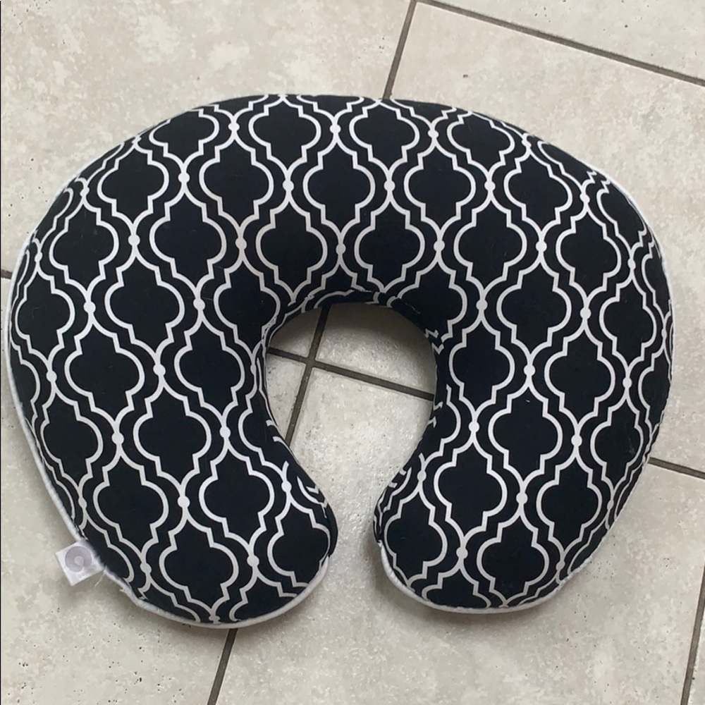 Boppy pillow with black and white cover